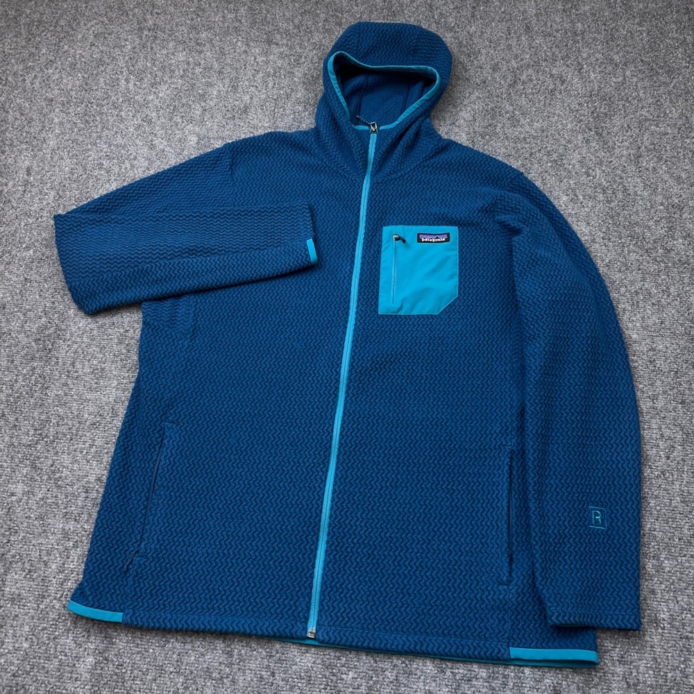 Patagonia R1 Air Full-Zip Hoody Men's XXL Lagom Blue ZigZag Fleece Jacket 40255